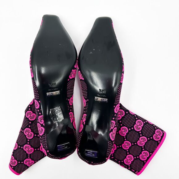 Gucci GG Sock Boots Pink Black Heels Bootie EU 38.5, 8.5 - Picture 7 of 10